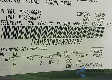 2010 Ford Focus Se from USA, damaged, VIN 1FAHP3FN2AW202197